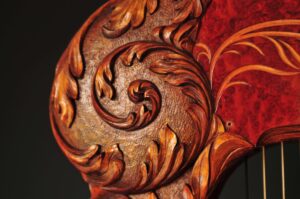 Barockharfe Holz detail
